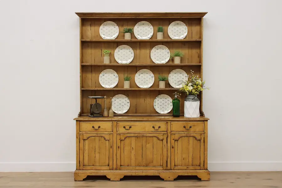 Photo of Farmhouse Vintage Birch Pewter, Kitchen or China Cupboard