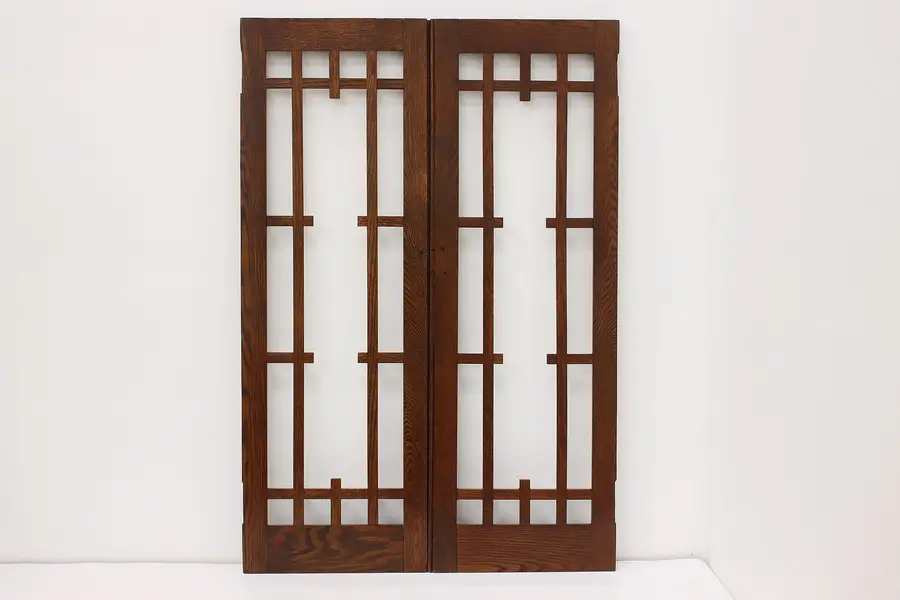 Photo of Pair Arts & Crafts Mission Oak Antique Salvage Window Doors
