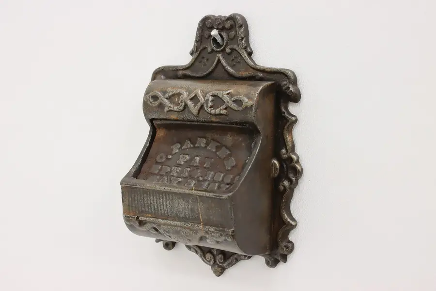 Photo of Victorian Antique 1870 Cast Iron Wall Match Holder Parker