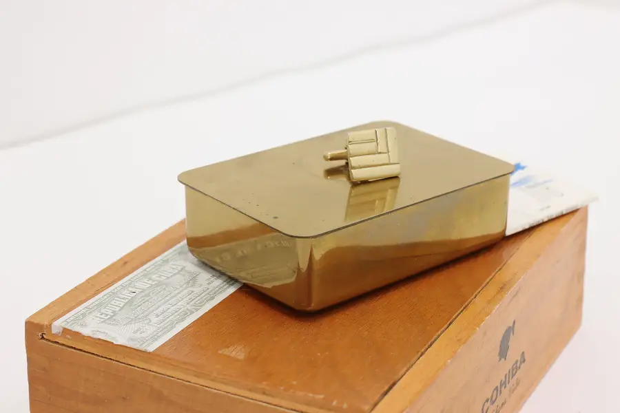 Photo of Midcentury Modern Vintage Brass Cigarette Case, Sherman