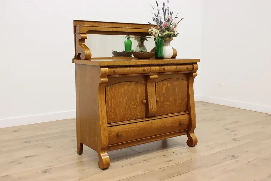 Photo of Empire Design Antique Oak Sideboard or Bar Cabinet Rockford