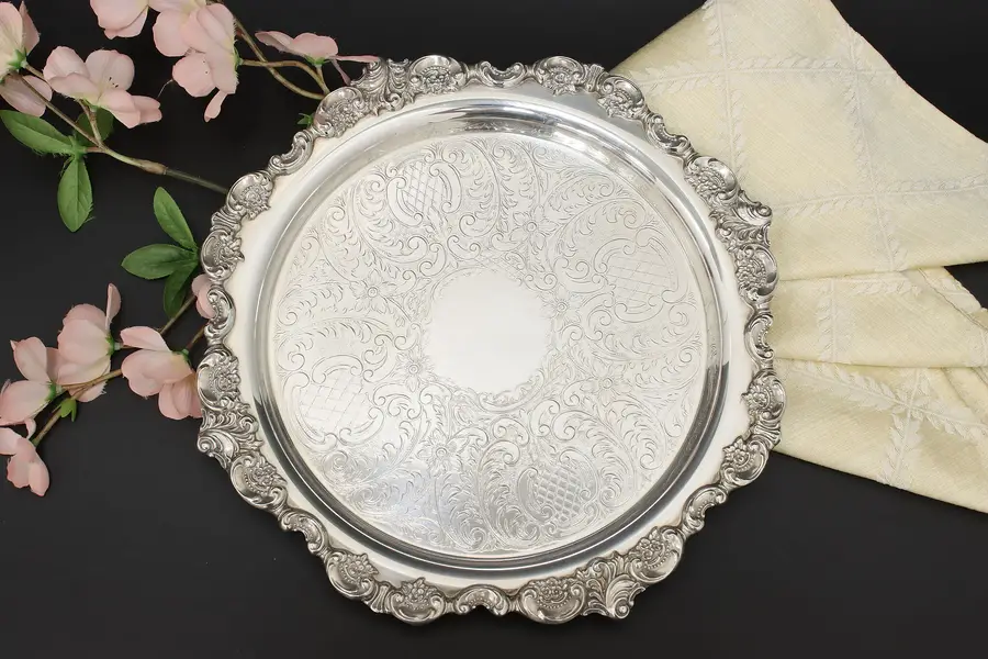 Photo of Silverplate Baroque Wallace Vintage Serving Tray or Platter