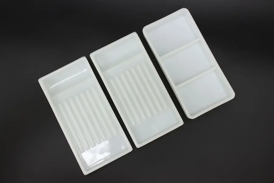 Photo of Set of 3 Antique Milk Glass Dental Artist Trays, Two Rivers