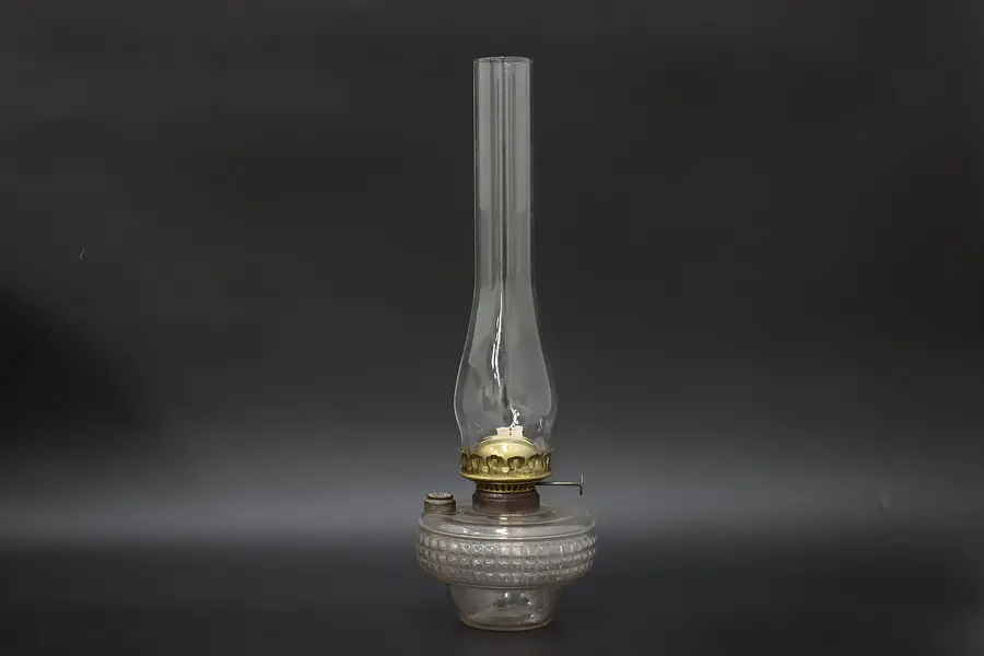 Photo of Victorian Antique Brass & Glass Oil Desk Lamp