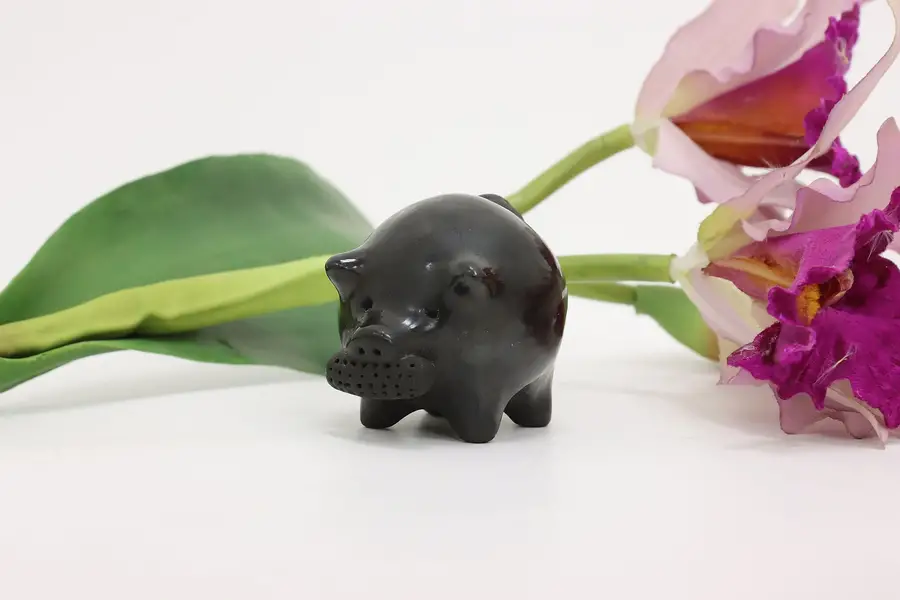 Photo of Native American Navajo Blackware Pig Sculpture Gutierrez