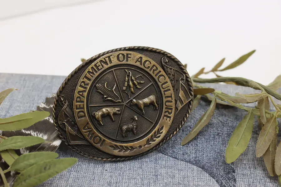 Photo of Brass Plated Vintage Iowa Dept. of Agriculture Belt Buckle