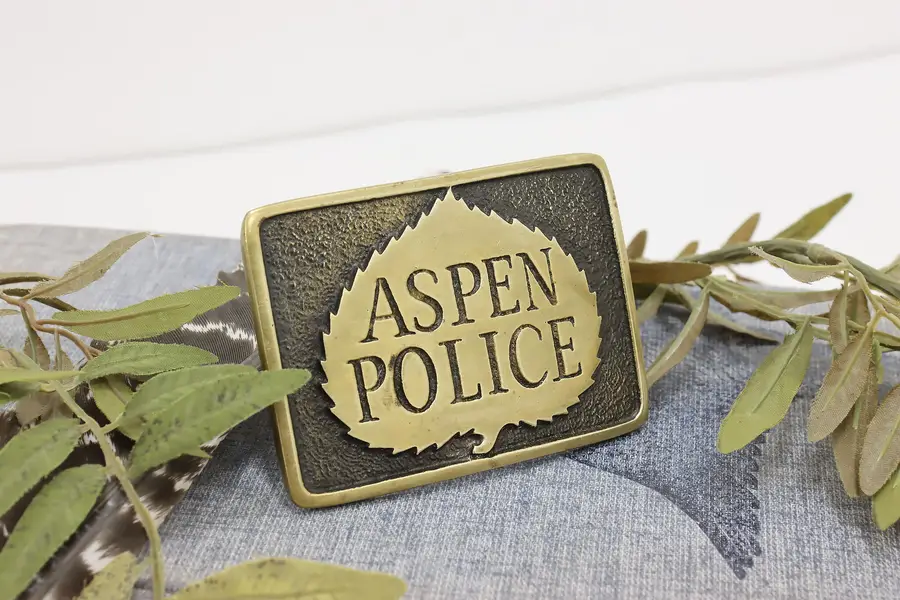 Photo of Aspen Police Vintage Solid Brass Belt Buckle, BTS