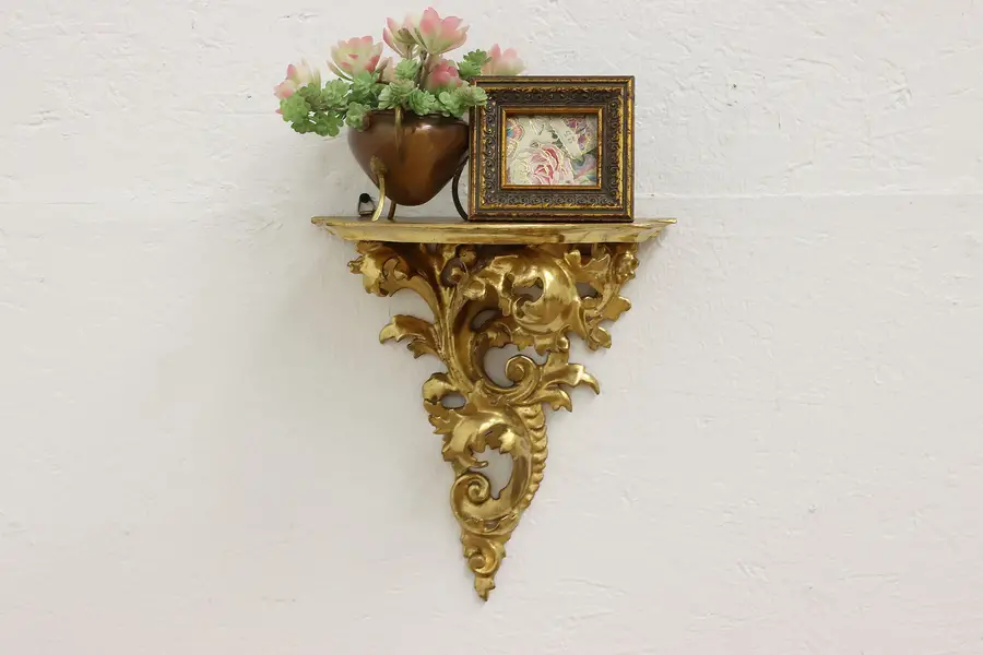 Photo of Italian Antique Renaissance Carved Gilt Bracket Wall Shelf