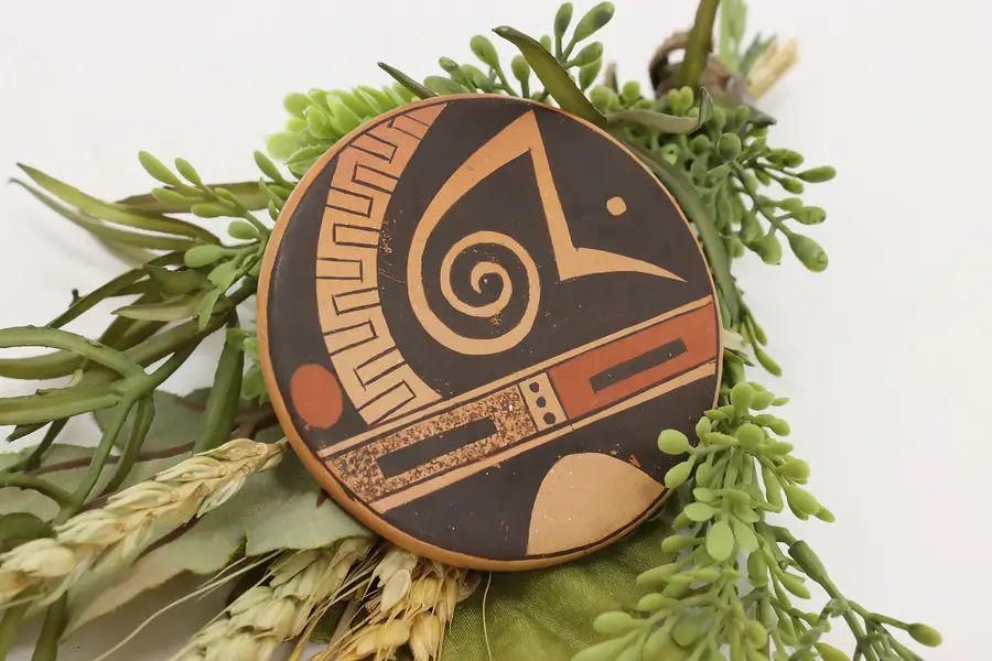 Photo of Native American Vintage Painted Pottery Wall Plaque, Kahe