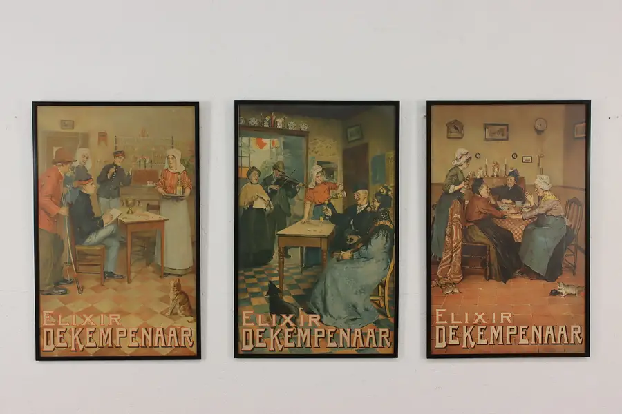 Photo of Set of 3 Belgian Vintage Elixir de Kempenaar Advert Posters