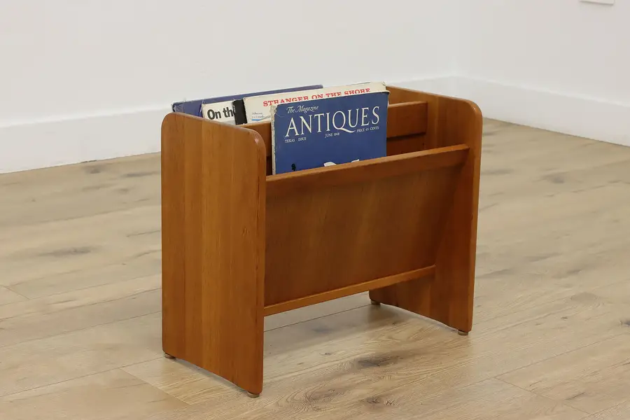 Photo of Midcentury Modern Vintage Teak Chairside Magazine Rack, FBJ