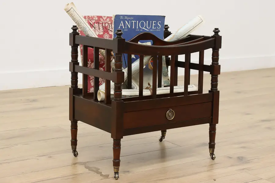 Photo of Georgian Vintage Birch Canterbury Magazine Rack, Heritage