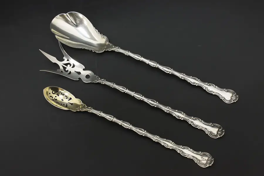 Photo of Set of 3 Antique Gorham Strasbourg Sterling Serving Pieces