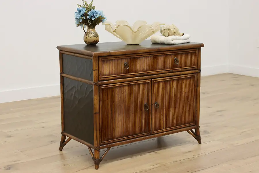 Photo of Bamboo Vintage Sideboard, TV, Hall or Bath Console, Baker