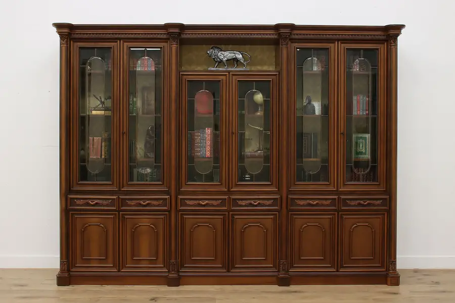 Photo of Traditional Vintage Walnut Office Library Bookcase Display