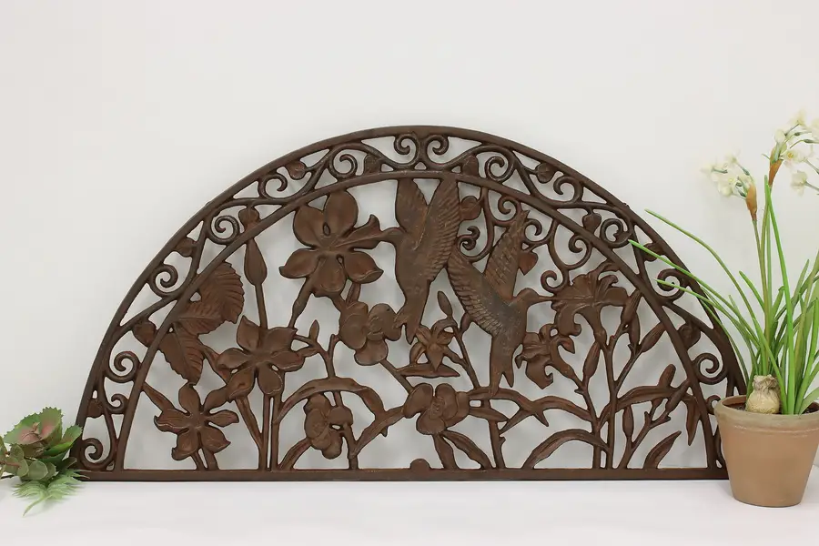 Photo of Architectural Salvage Vintage Cast Iron Arch Fragment, Birds