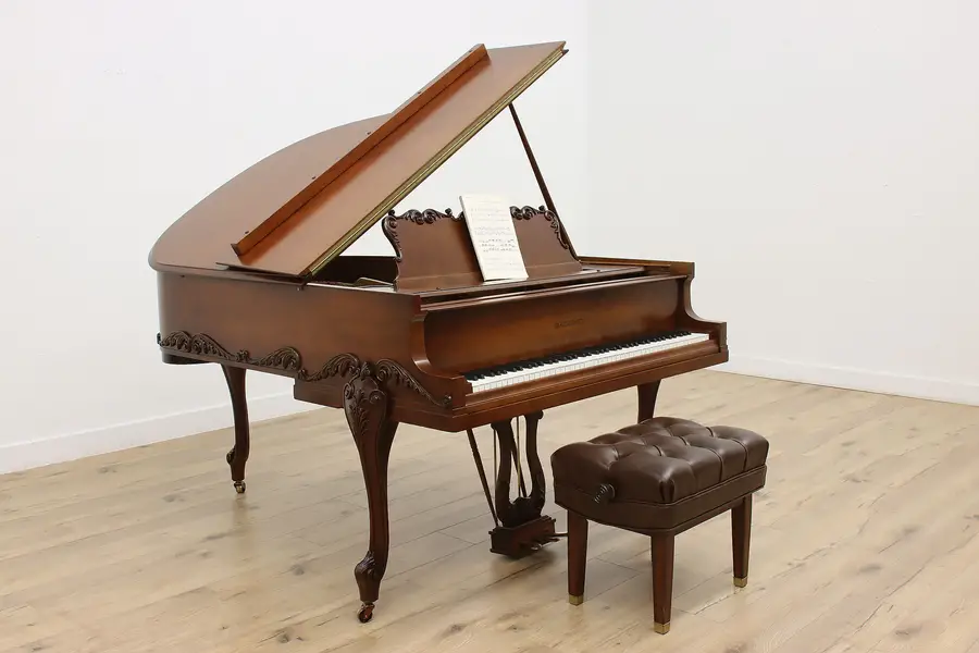 Photo of Baldwin Carved Art Case 65" Walnut Grand Piano & Bench