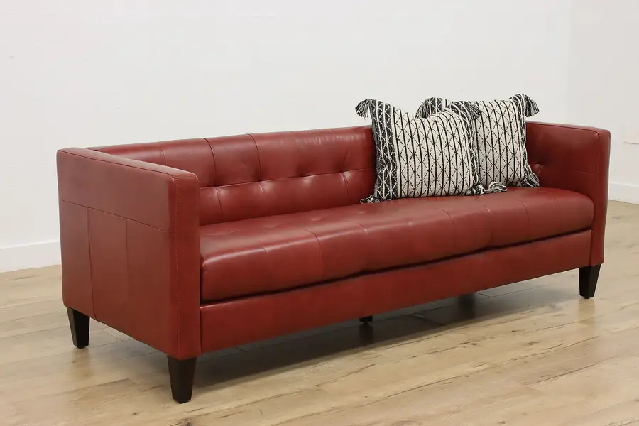 Photo of Leather Midcentury Modern Italian Sofa or Couch Chateau d'Ax