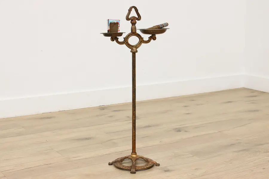 Photo of Art Deco Vintage Bronze Finish Chairside Smoking Stand