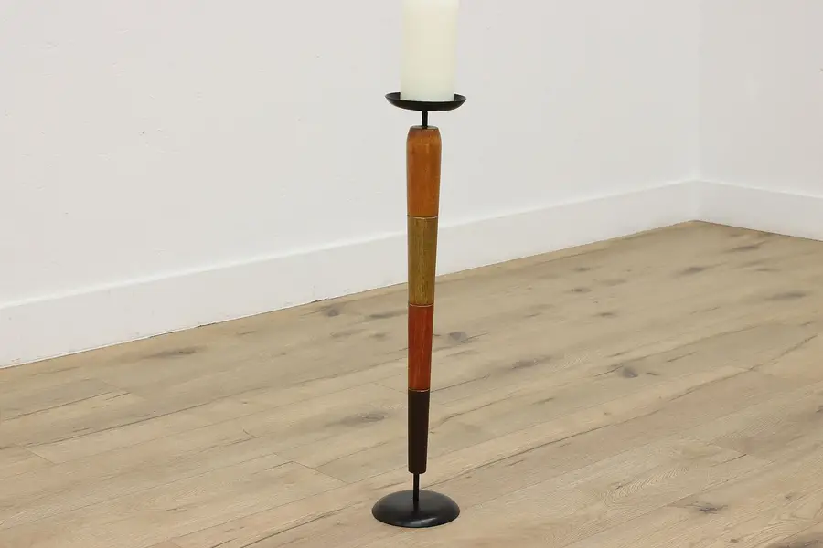 Photo of Birch & Iron Vintage Chairside Smoking Stand, Candle Holder