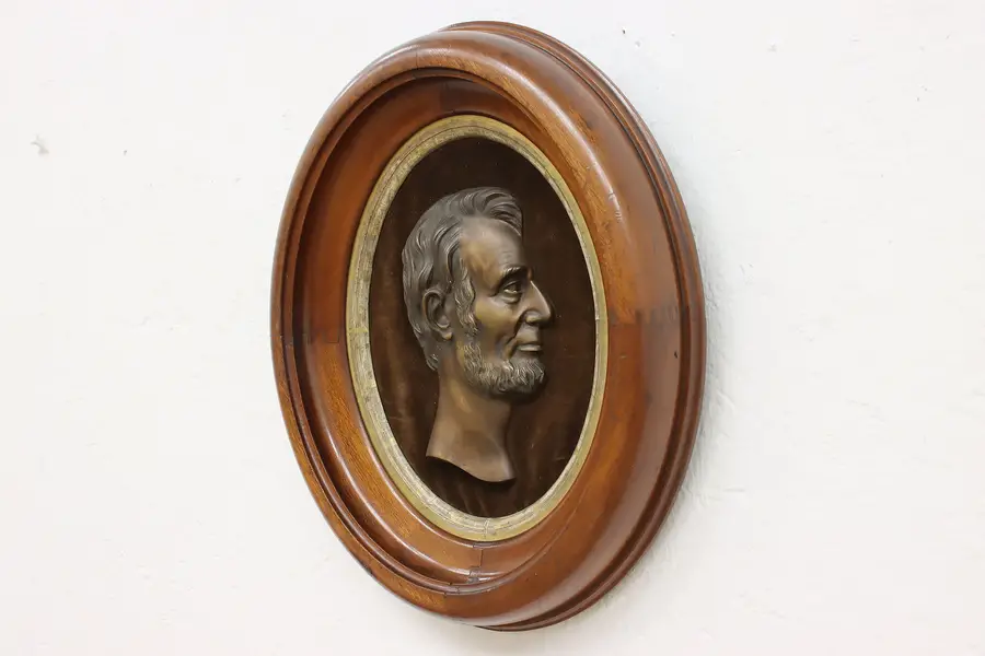 Photo of President Lincoln Antique Framed Bronze Wall Plaque