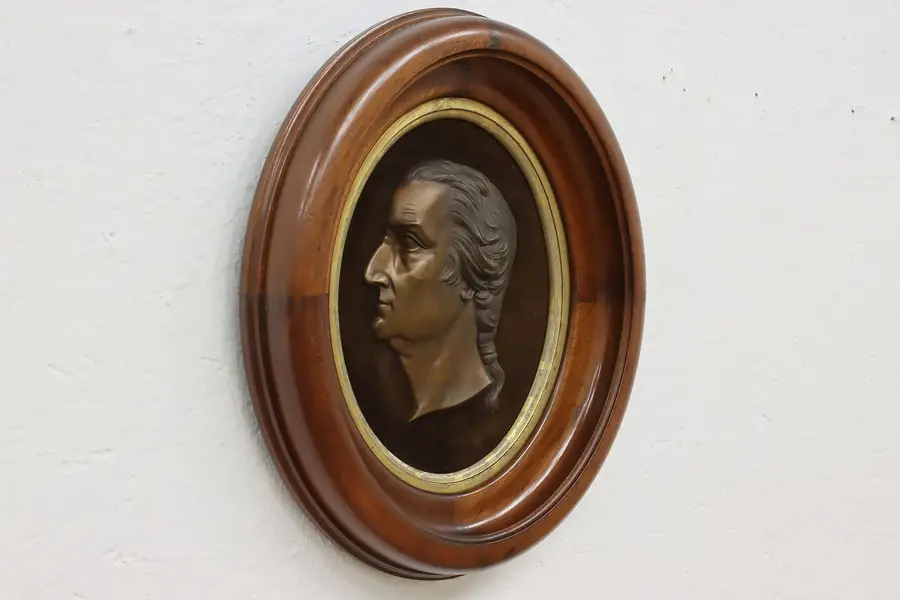 Photo of President Washington Antique Framed Bronze Wall Plaque, JP