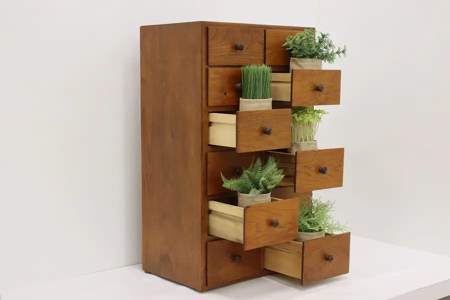 Photo of Farmhouse Vintage 12 Drawer Jewelry or Collector Cabinet