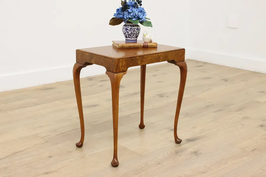 Photo of Georgian Vintage Carved Cherry & Burl Chair Side End Table