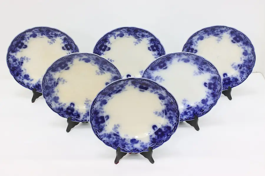 Photo of Set of 6 English Antique Flow Blue Richmond Plates, Meakin