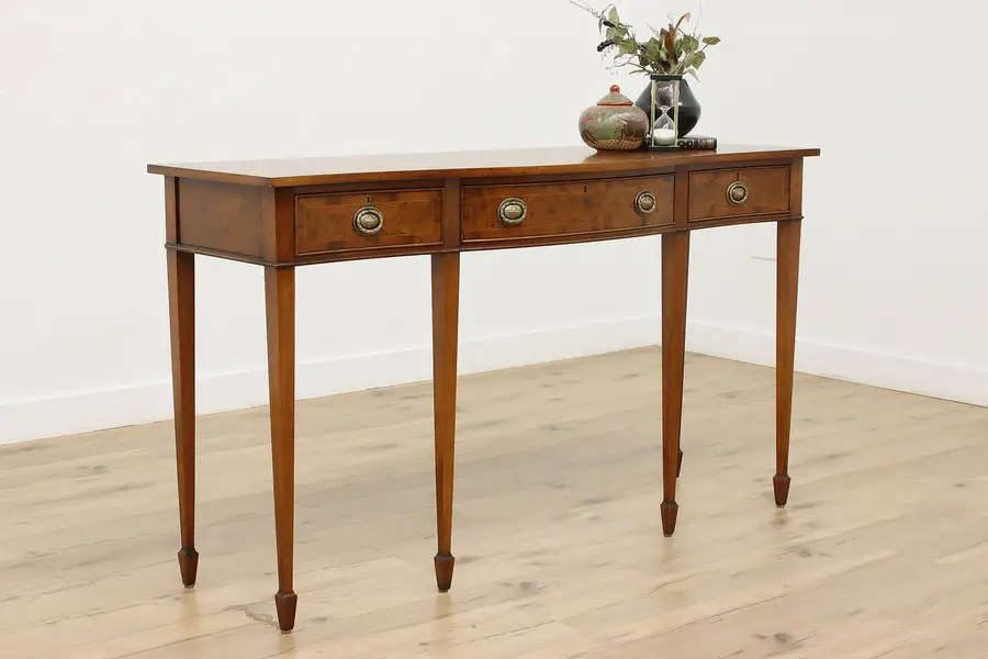 Photo of Hepplewhite Vintage Burl Sideboard Hall Console Southampton