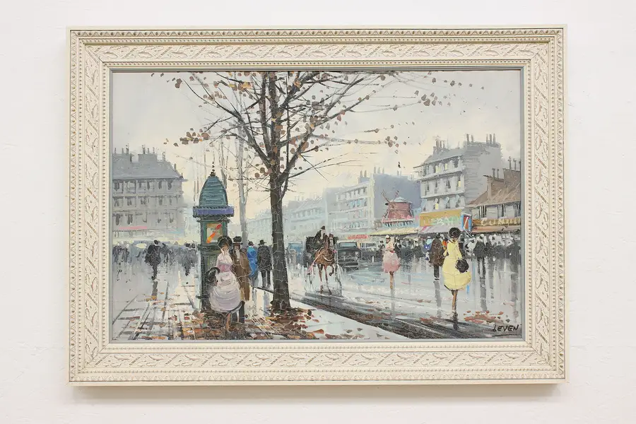 Photo of Moulin Rouge Paris Vintage Original Oil Painting Leven 42.5"
