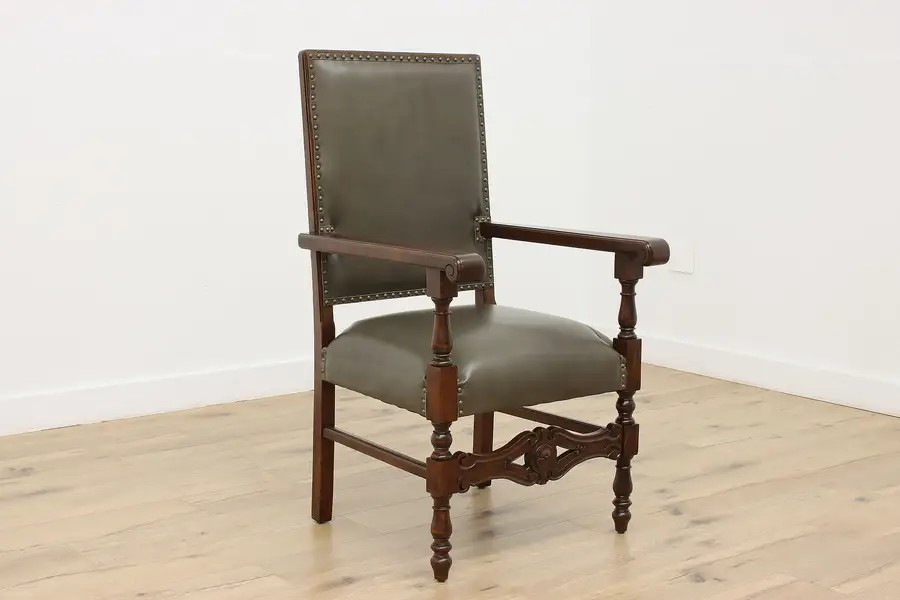 Photo of Italian Renaissance Antique Birch & Leather Office Chair