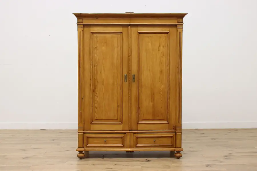 Photo of Farmhouse Austrian Antique Pine Armoire Wardrobe or Closet