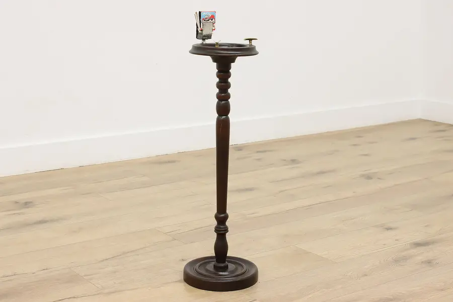 Photo of Traditional Antique Walnut Chairside Ashtray Smoking Stand