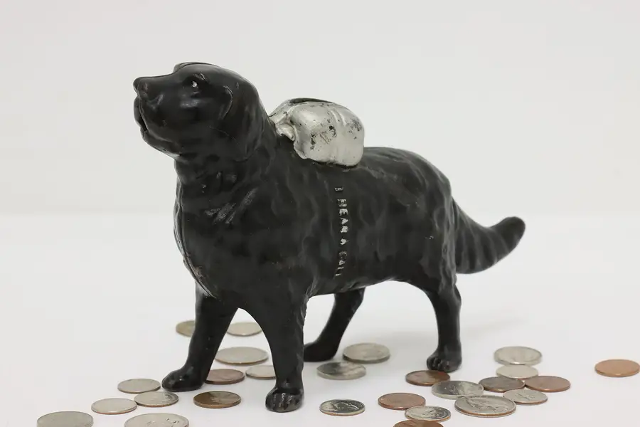 Photo of Farmhouse Antique Cast Iron St. Bernard Dog Coin Bank