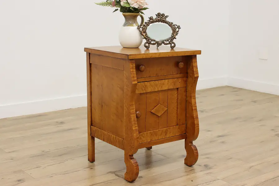 Photo of Empire Design Antique Birdseye Maple Nightstand or End Table