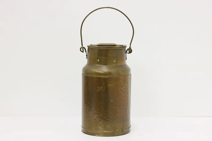 Photo of Dutch Antique Hammered Brass 25th Jubilee Milk Can
