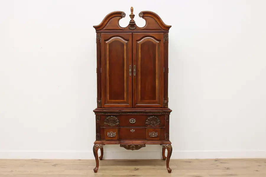 Photo of Georgian Carved Cherry Armoire & TV Cabinet Kathy Ireland