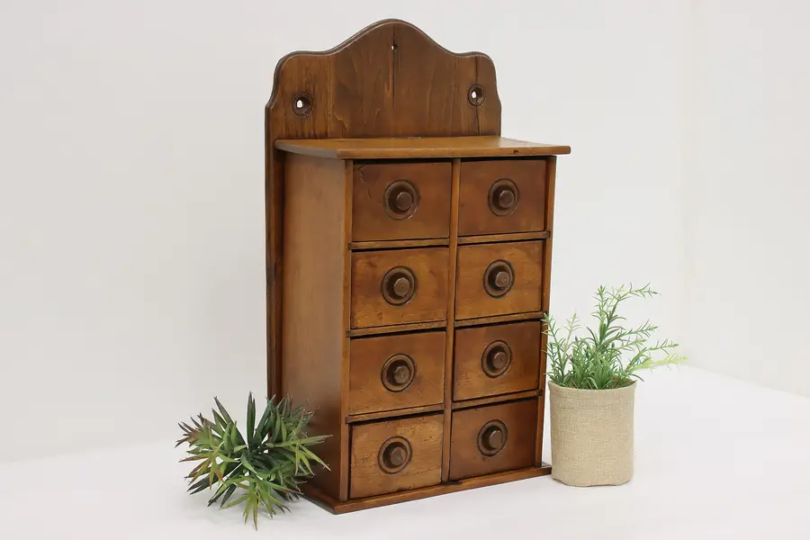 Photo of Farmhouse Antique 8 Drawer Butternut Spice, Jewelry Cabinet