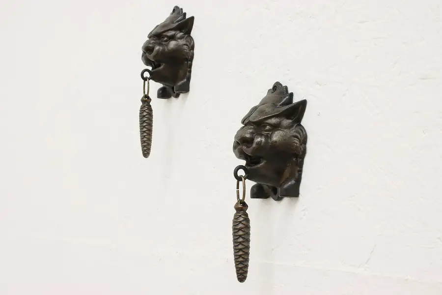 Photo of Pair of Victorian Antique Cast Iron Lion Head Door Knockers
