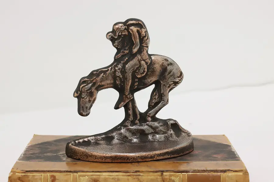 Photo of End of the Trail Vintage Iron Sculpture Coppery Bookend