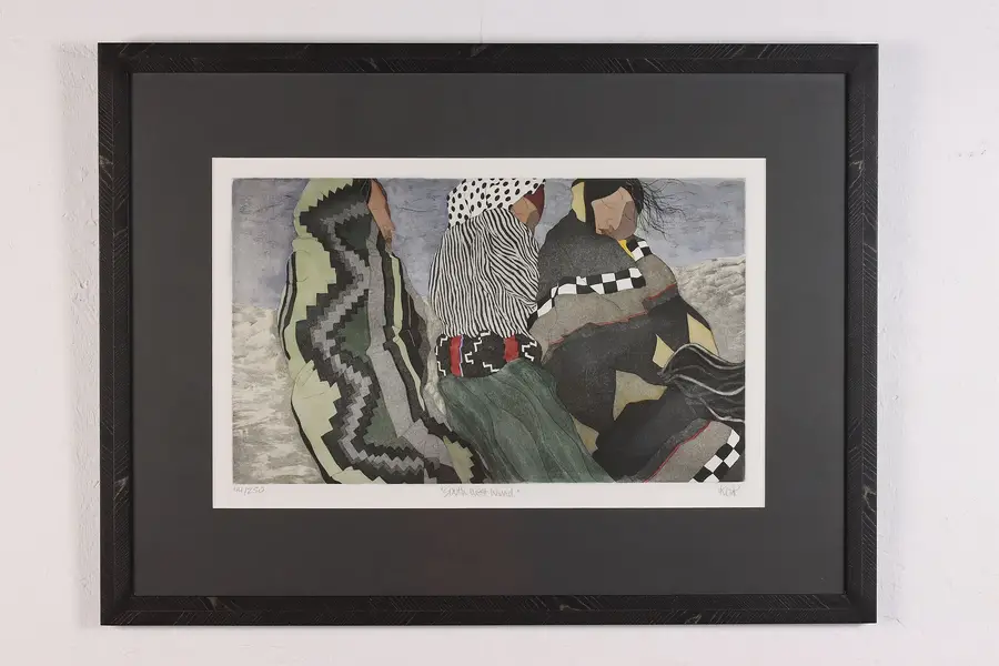 Photo of Native American Women Vintage Original Etching, Klar 31"