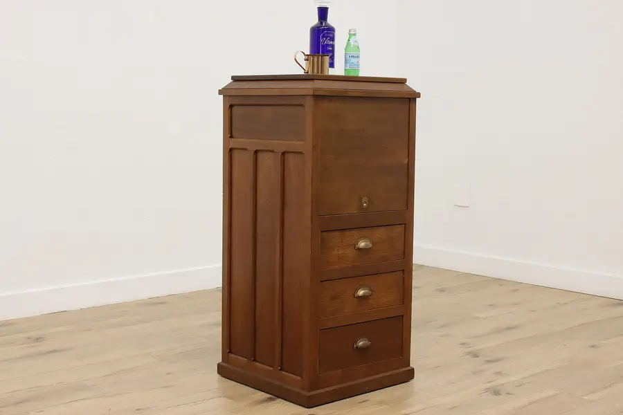 Photo of Victorian Antique Walnut Office File or Bar Cabinet, Tray