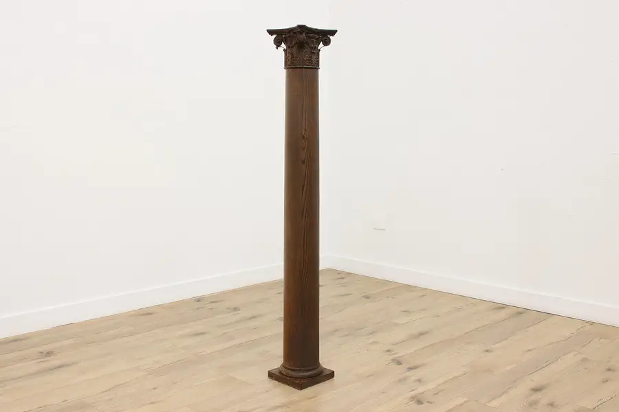 Photo of Architectural Salvage Antique Carved Oak Column Stand