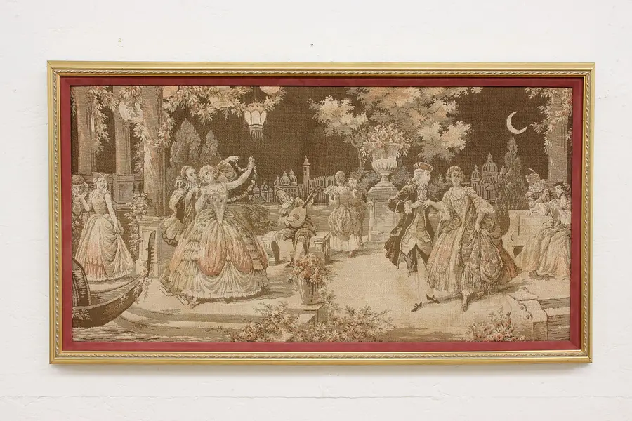 Photo of Renaissance Dance Party Antique Tapestry 38.5"