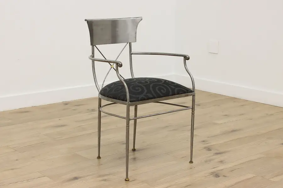 Photo of Italian Vintage Art Deco Steel & Brass Armchair B&D