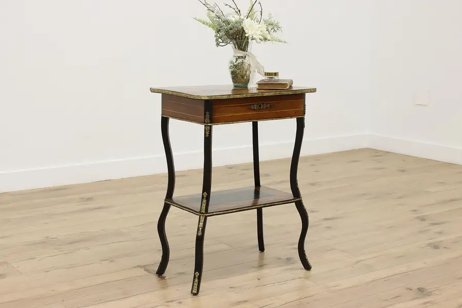 Photo of Victorian Antique Marquetry Sewing Table or Jewelry Chest