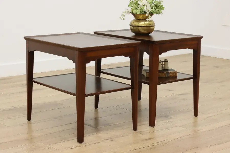 Photo of Pair of Midcentury Modern Vintage Walnut End Tables Brandt