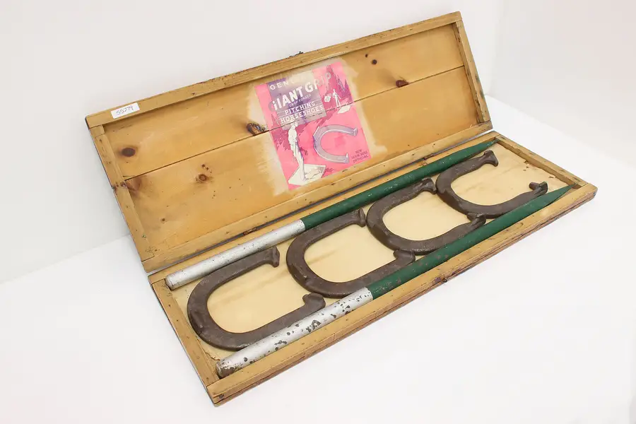 Photo of Giant Grip Antique 6 Pc Horse Shoe Game Set Pine Case Giant