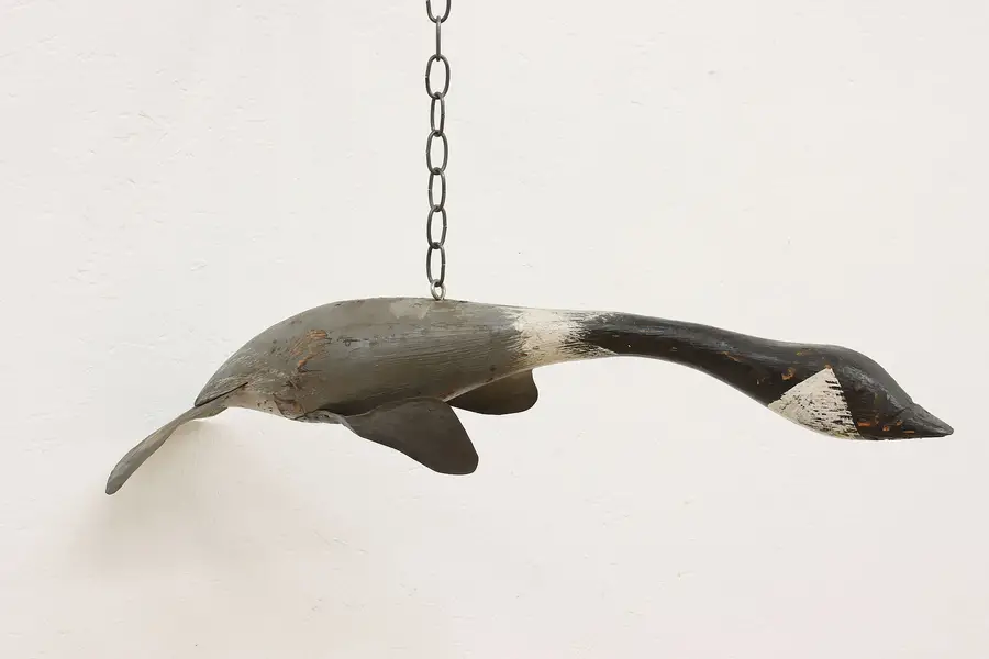 Photo of Farmhouse Antique Carved Pine Hanging Canada Goose Sculpture